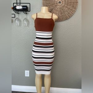 Brown & White Striped Dress
